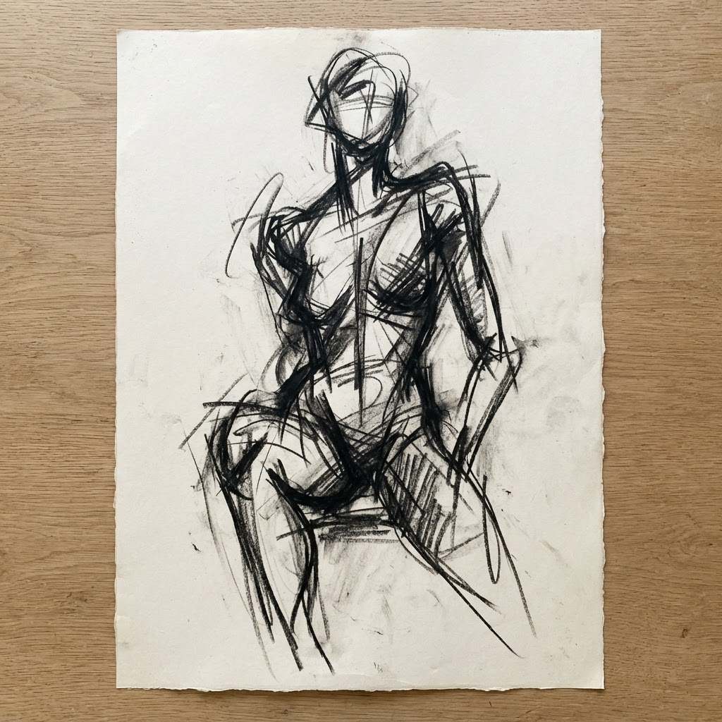 Figure, Turning — Charcoal on paper